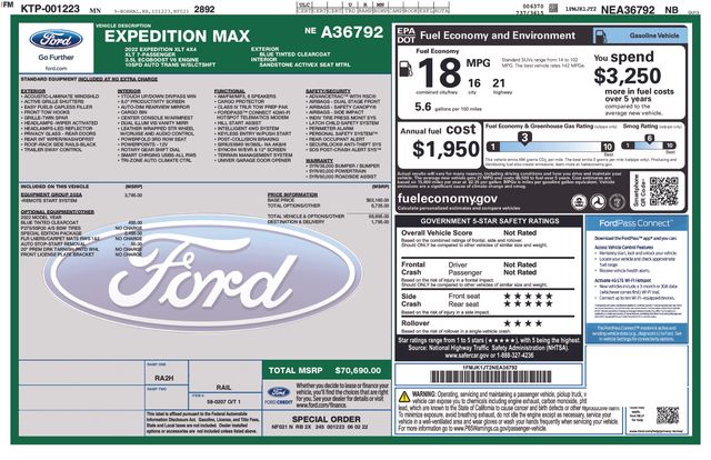 Used 2022 Ford Expedition XLT with VIN 1FMJK1JT2NEA36792 for sale in Morris, Minnesota
