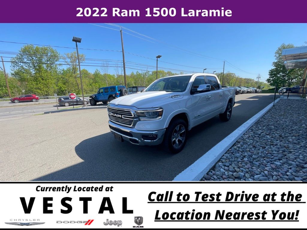 Used 2022 RAM Ram 1500 Pickup Laramie with VIN 1C6SRFJT4NN363736 for sale in Vestal, NY