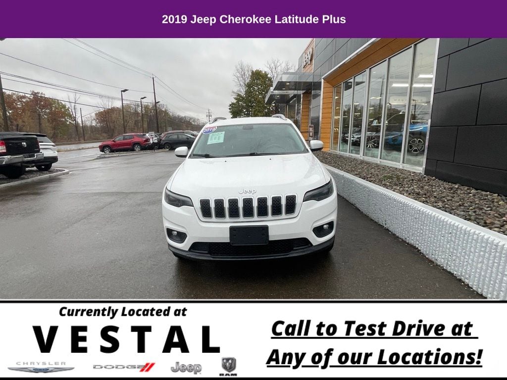 Used 2019 Jeep Cherokee Latitude Plus with VIN 1C4PJMLB7KD413478 for sale in Vestal, NY