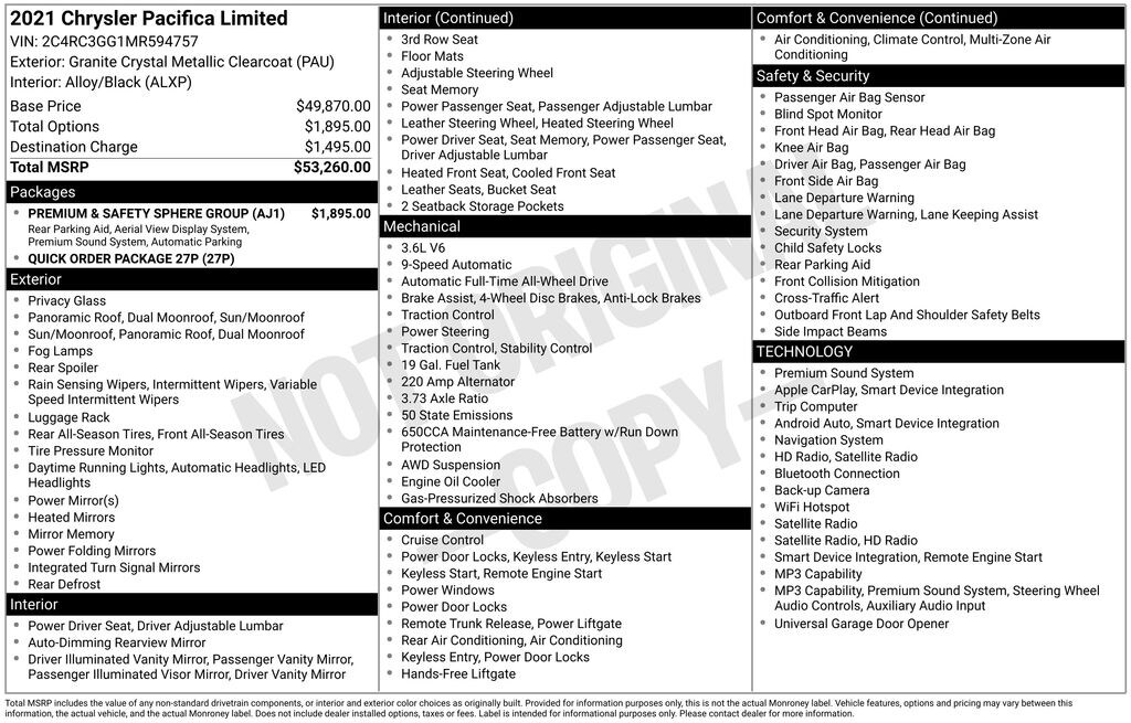 Used 2021 Chrysler Pacifica Limited Minivan/Van
