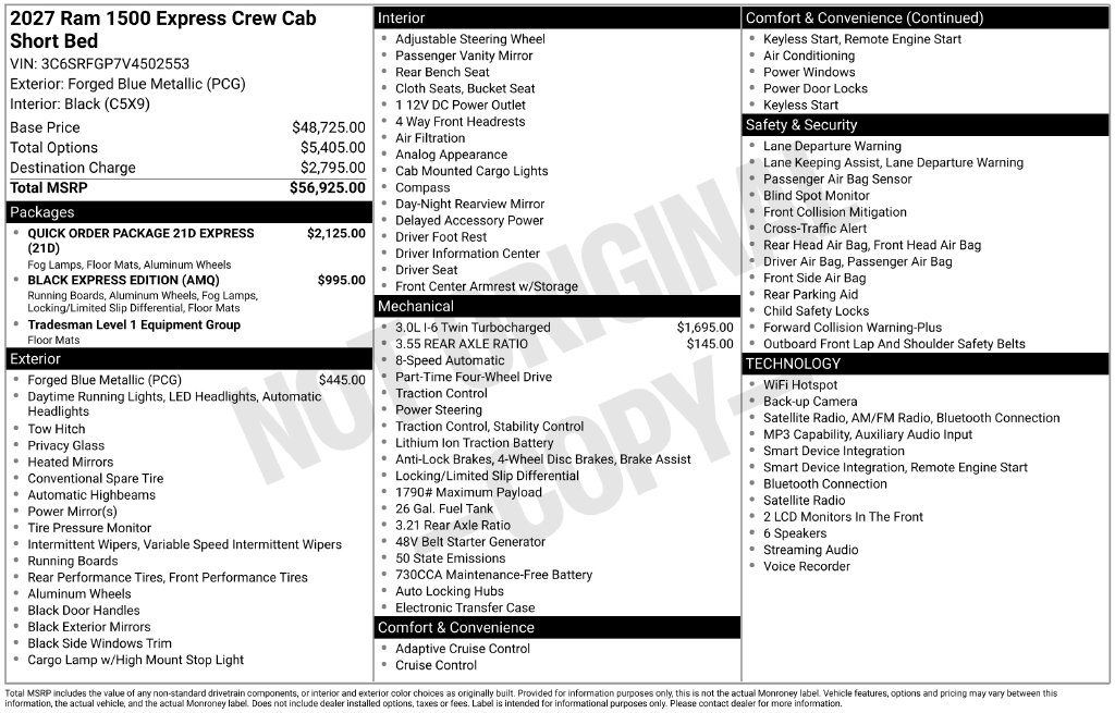 2027 RAM 1500 Pickup