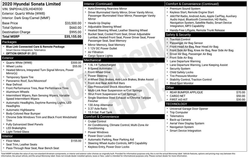 Used 2020 Hyundai Sonata Limited Sedan