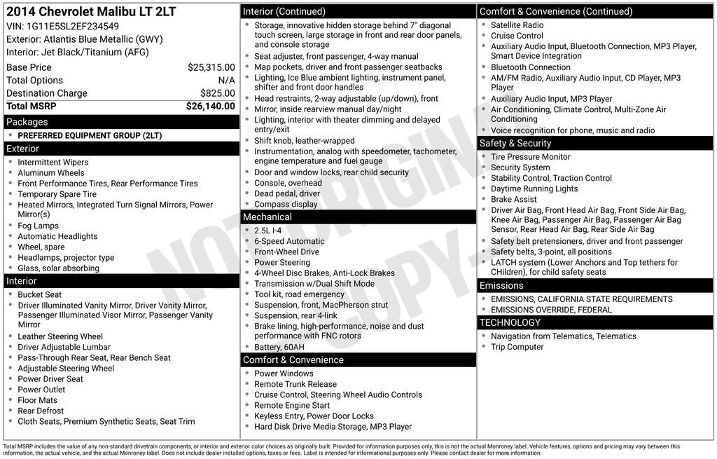 Used 2014 Chevrolet Malibu LT Sedan