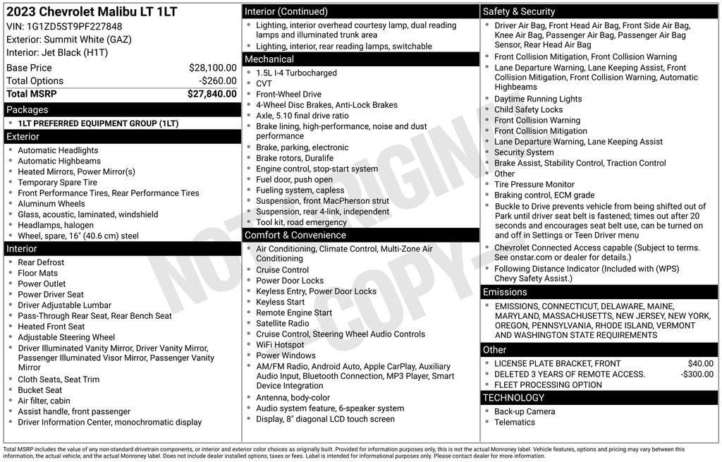 Used 2023 Chevrolet Malibu LT Sedan