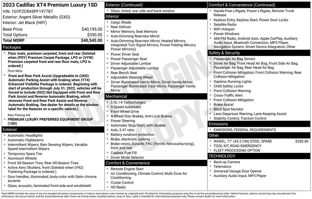 Used 2023 CADILLAC XT4 Premium Luxury SUV