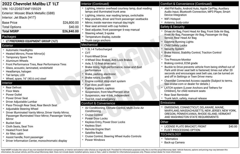 Used 2022 Chevrolet Malibu LT Sedan