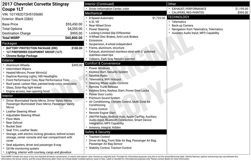 Used 2017 Chevrolet Corvette Stingray Coupe