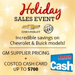 GM Holiday Sales Events at Victory Chevrolet Buick Costco members save on new Chevy or Buick Ann Arbor MI