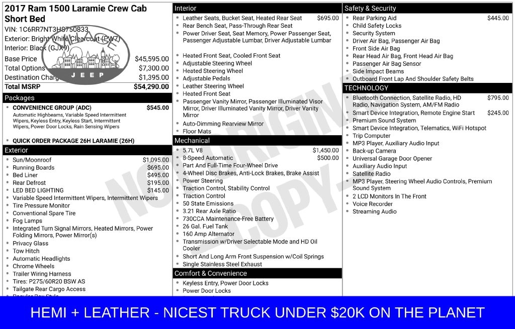 Used 2017 RAM Ram 1500 Pickup Laramie with VIN 1C6RR7NT3HS750833 for sale in Royal Oak, MI
