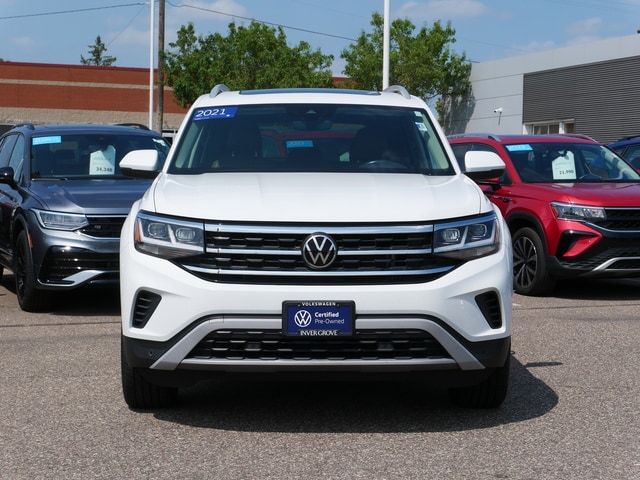 Certified 2021 Volkswagen Atlas SEL with VIN 1V2BR2CA9MC500711 for sale in Inver Grove, MN