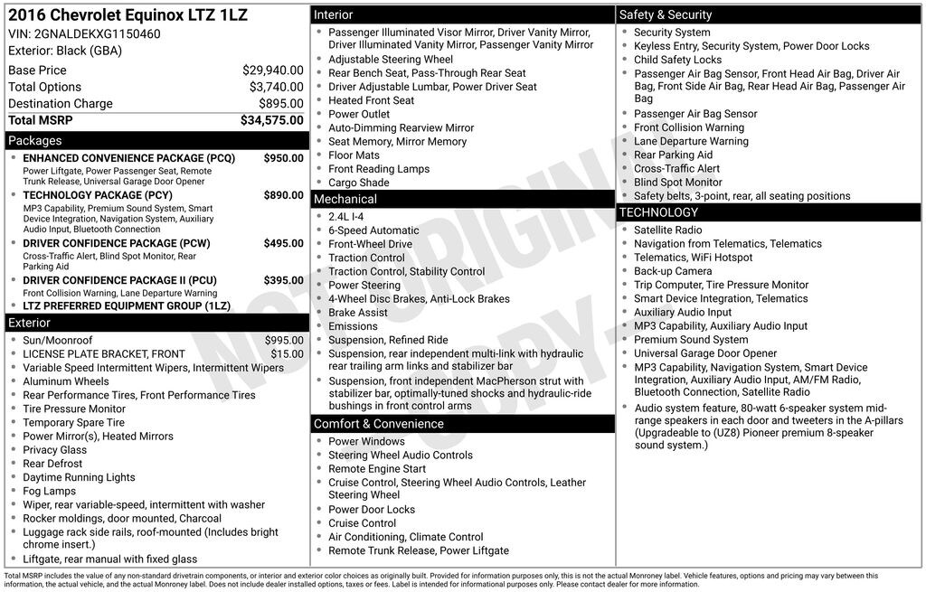 Used 2016 Chevrolet Equinox LTZ SUV