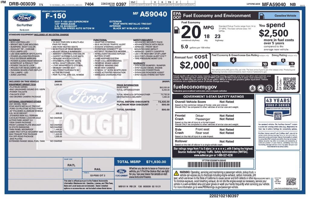 Used 2021 Ford F-150 Truck SuperCrew Cab