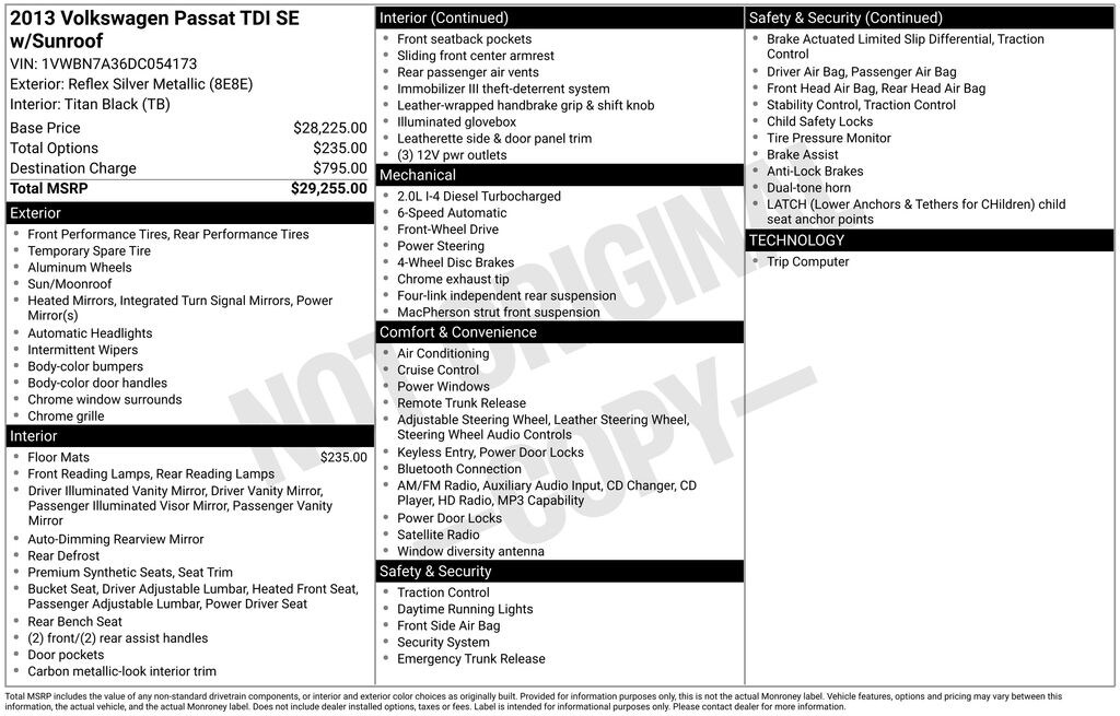 Used 2013 Volkswagen Passat 2.0L TDI SE Sedan