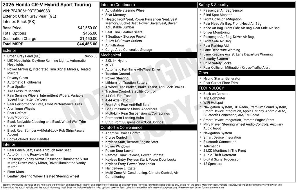 Used 2026 Honda CR-V Hybrid Sport Touring SUV