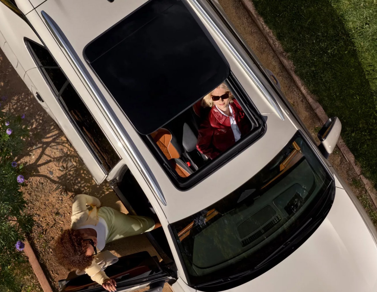 Birdseye view of the panoramic sunroof on a new Volkswagen Tiguan