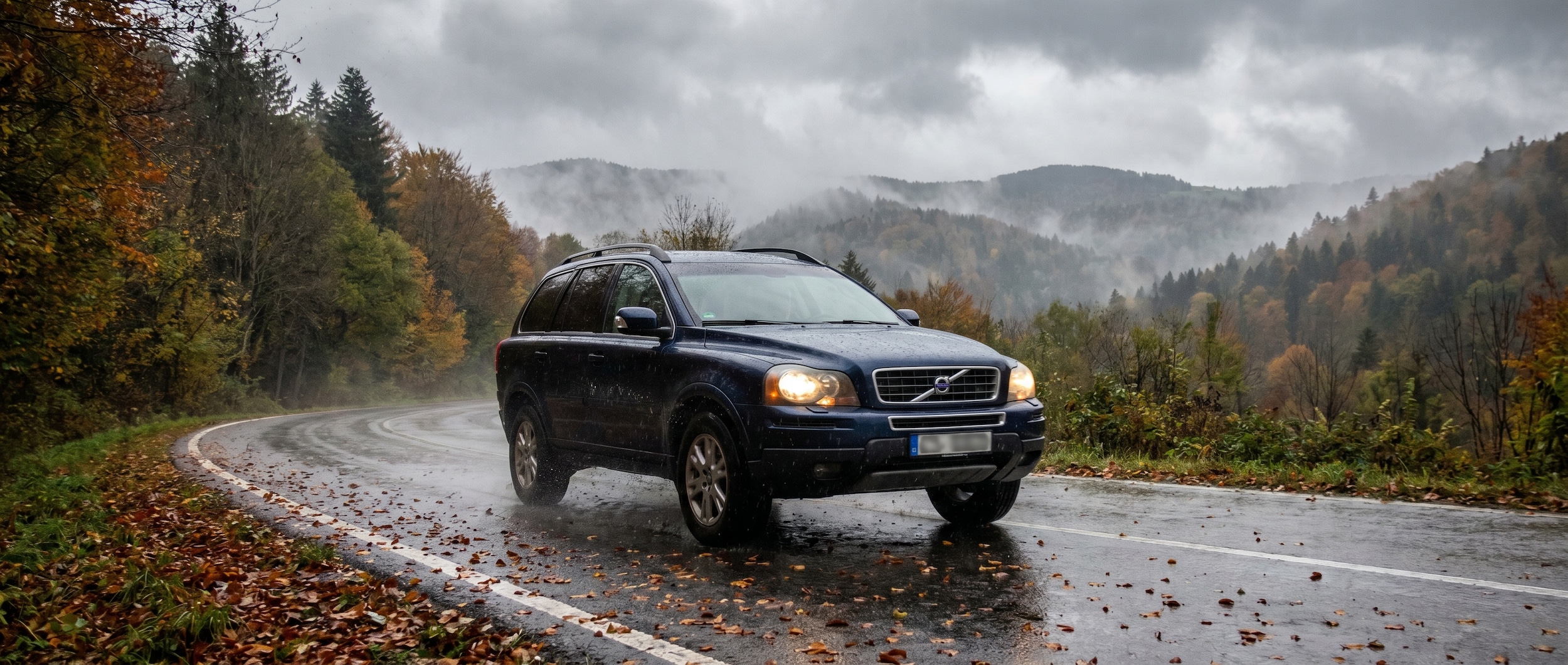 Volvo AWD system demonstration on wet roads near Greenville, SC