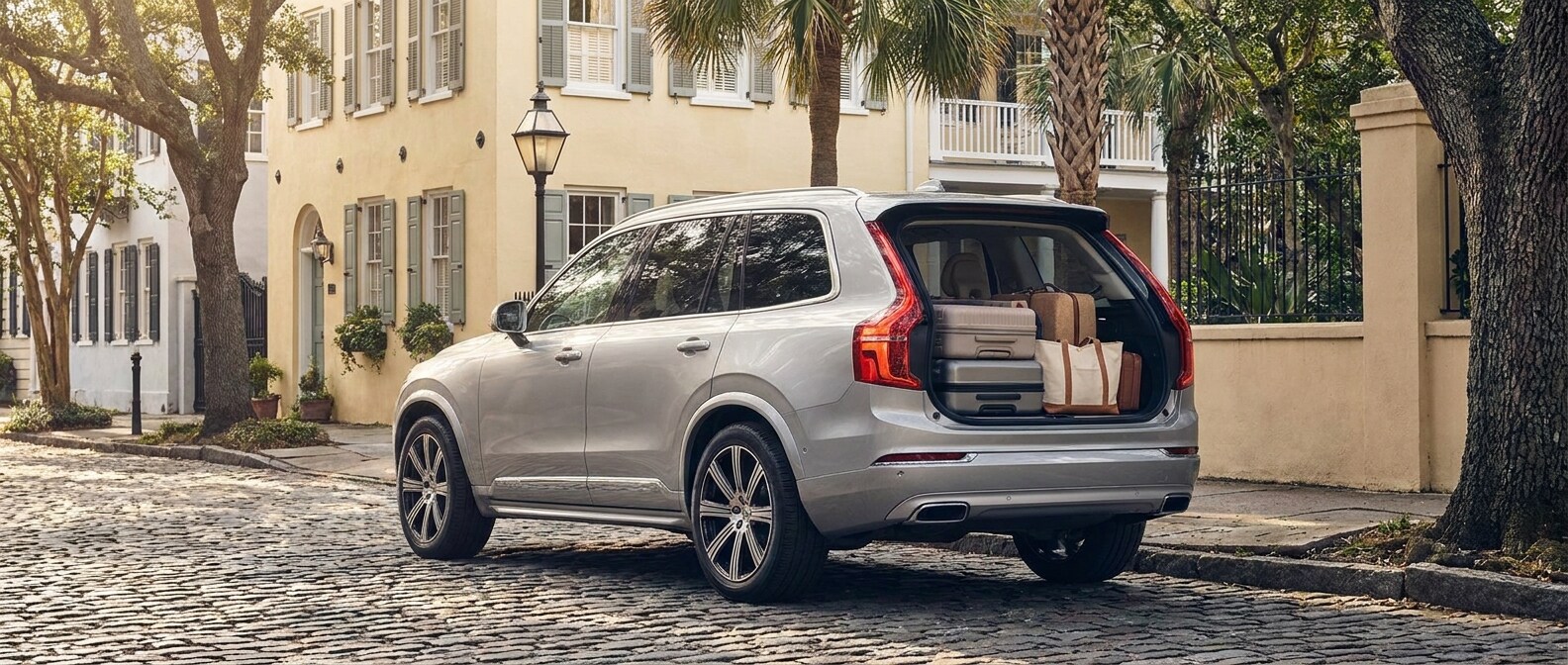 2026 Volvo XC90 parked in downtown Charleston SC during a summer family road trip