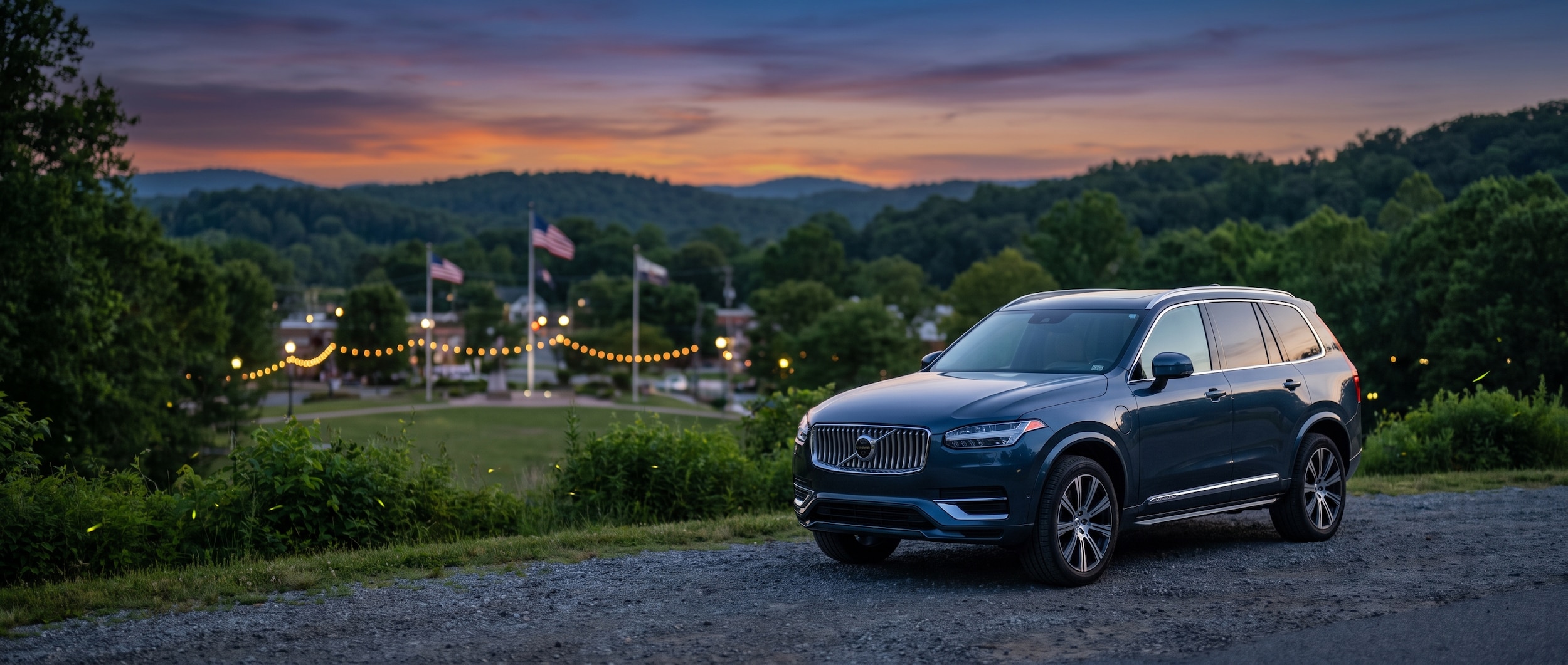 Volvo XC90 SUV at dusk in Greenville SC on the Fourth of July