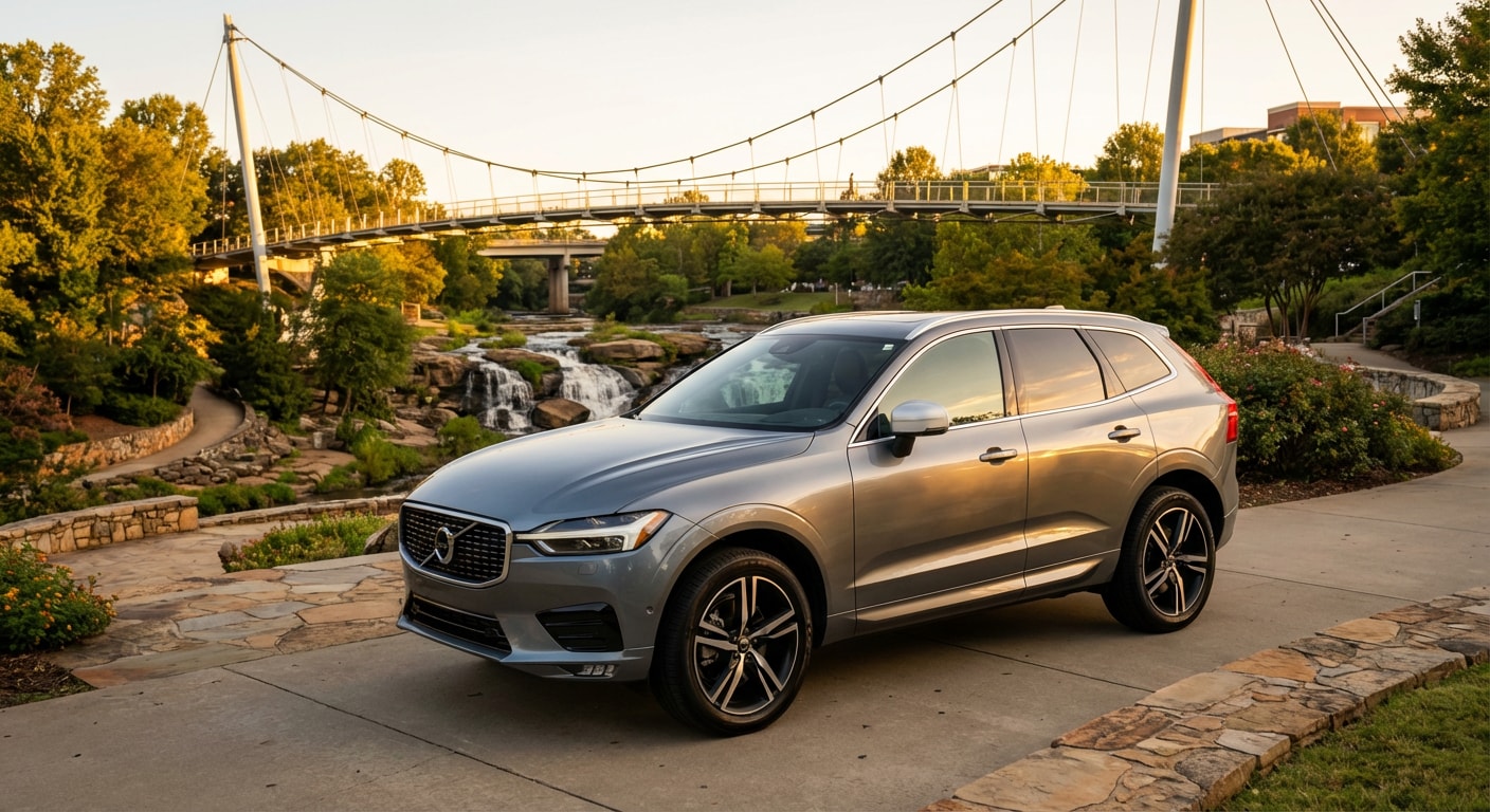 Volvo XC60 R-Design sport SUV at Falls Park in Greenville, SC