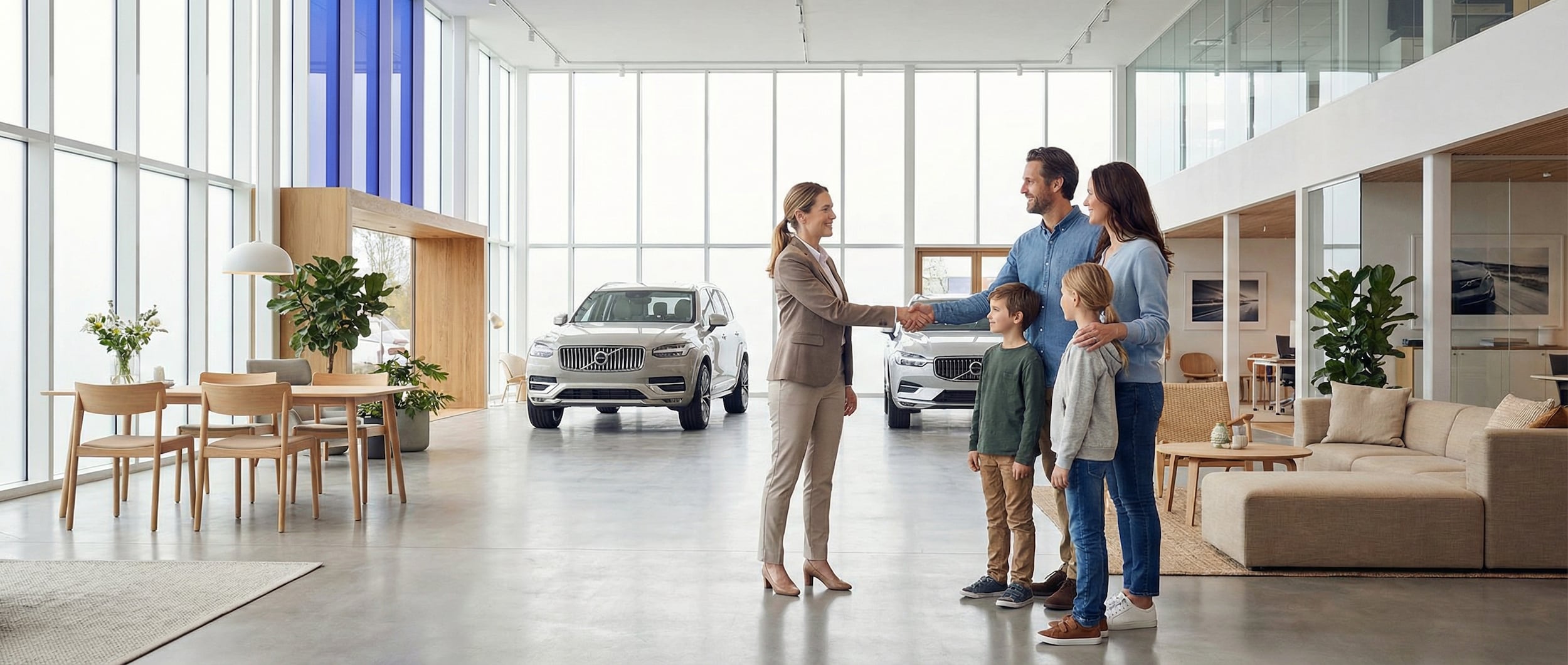 Volvo dealership showroom with XC90 and XC60 models in Greenville, SC