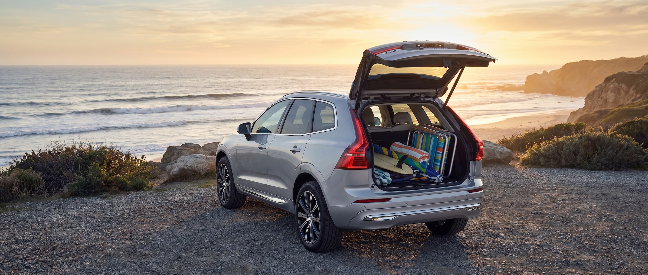 Volvo SUV with beach gear at South Carolina coastal destination near Greenville