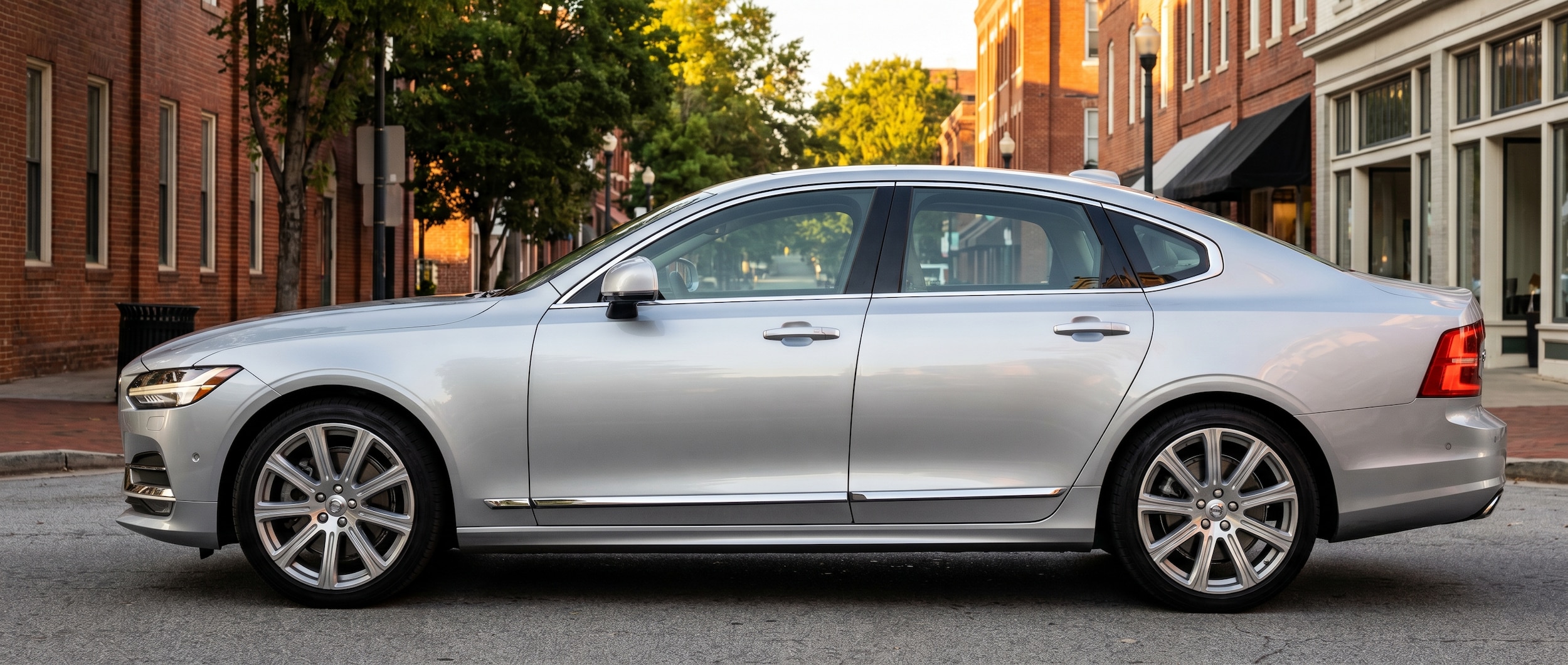 Volvo S90 luxury sedan at Falls Park in Greenville, SC