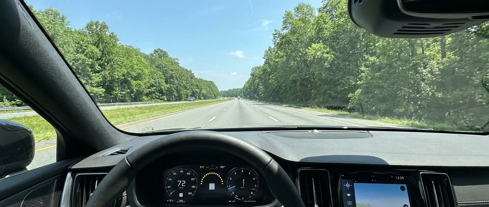 2026 Volvo XC60 driver display showing speed limiter arc on Upstate South Carolina highway