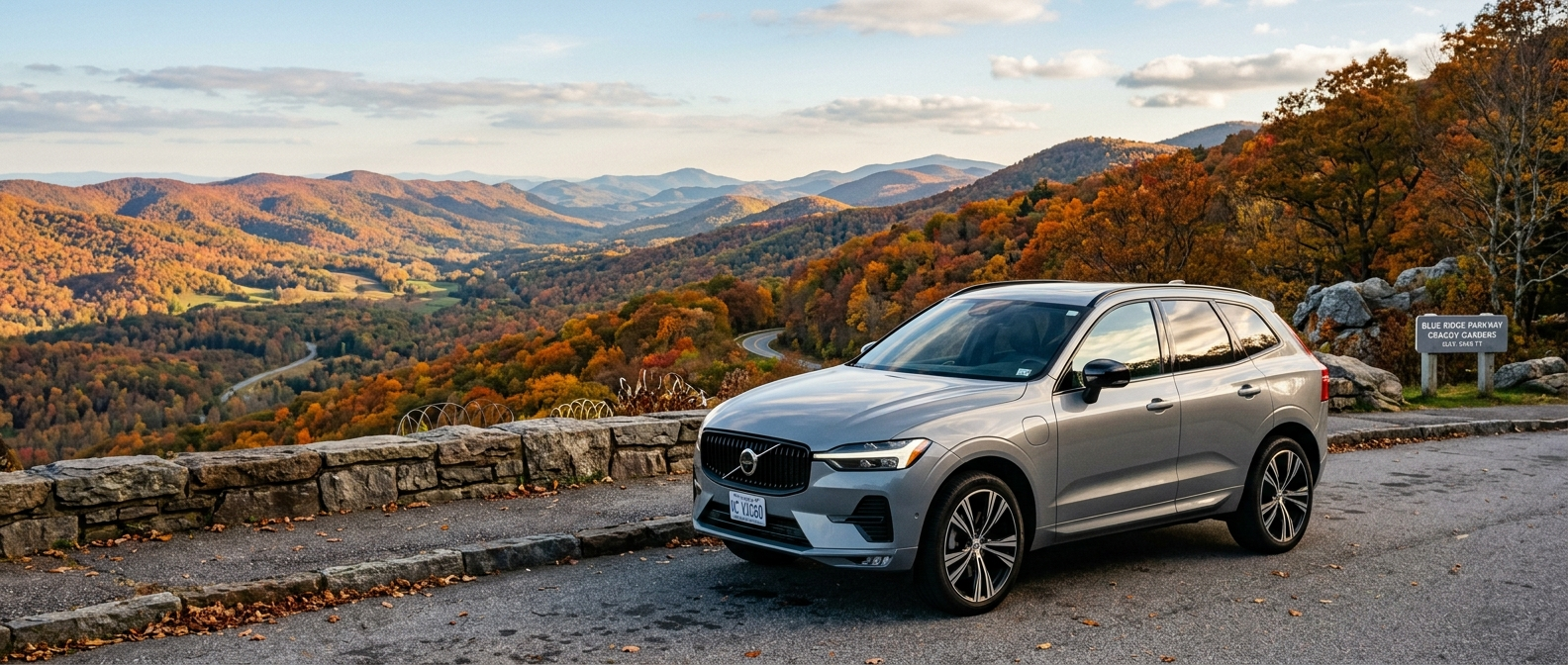 2026 Volvo XC60 at a Blue Ridge mountain overlook near Greenville, SC