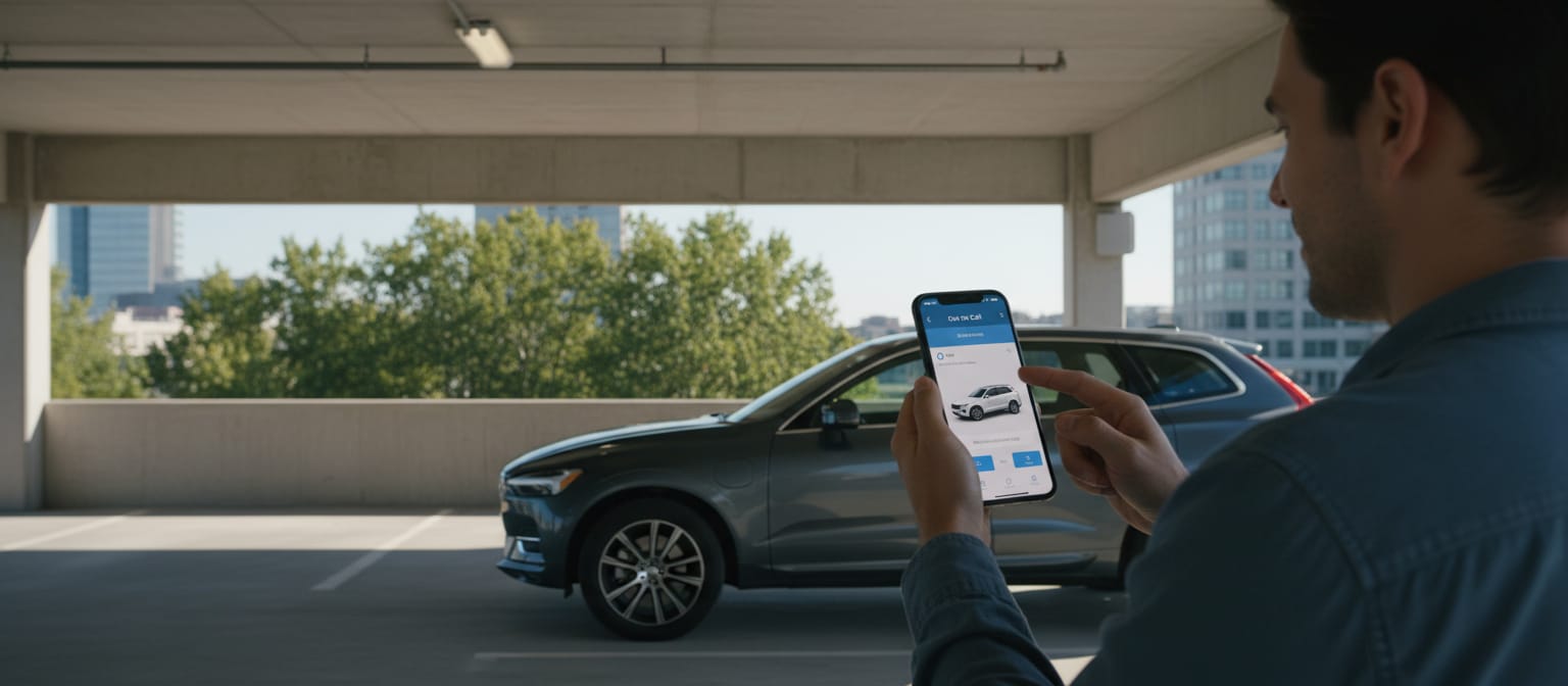 Volvo On Call mobile app demonstration on smartphone in Greenville, SC
