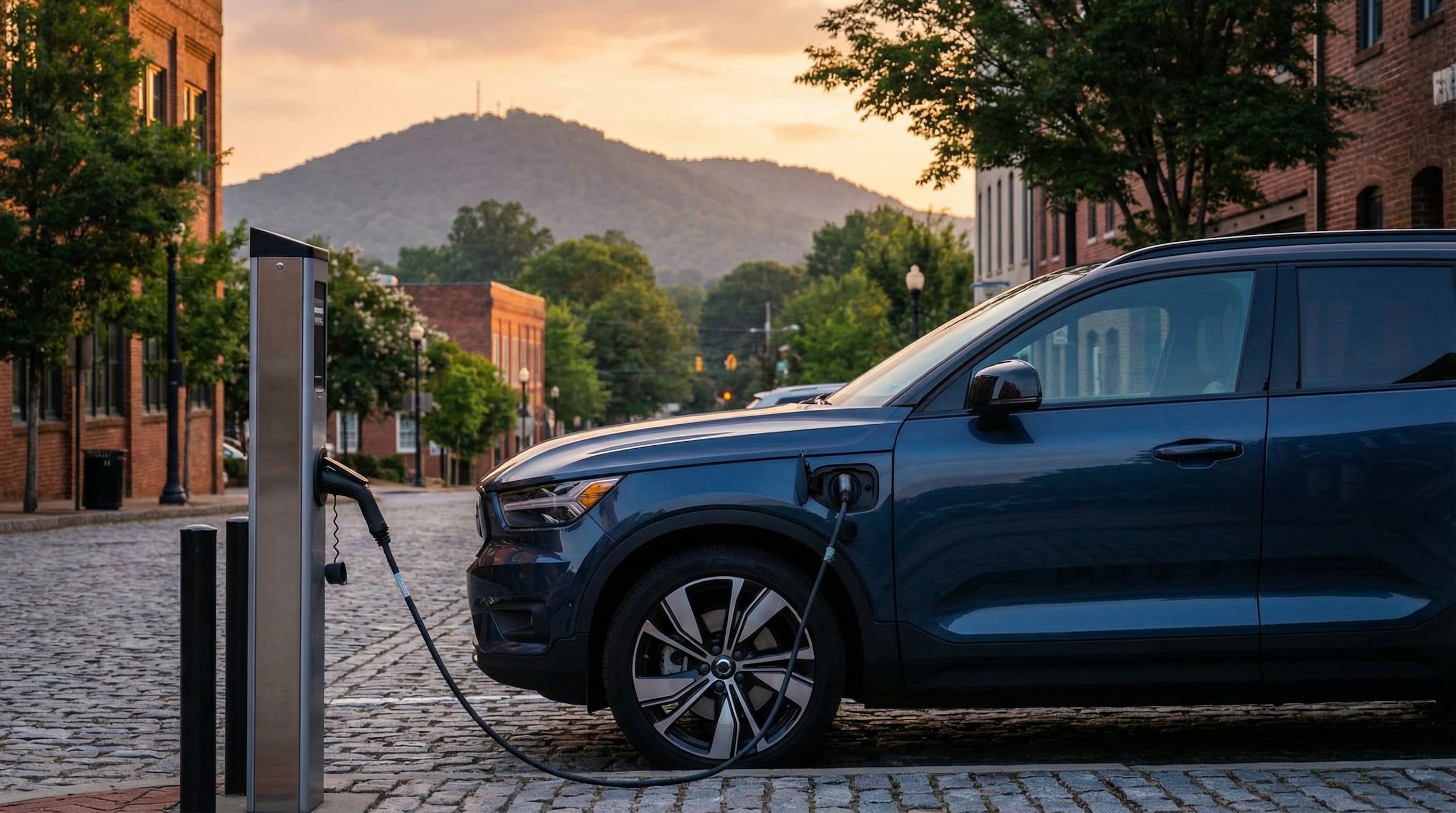 Volvo XC40 Recharge electric SUV charging station Greenville SC