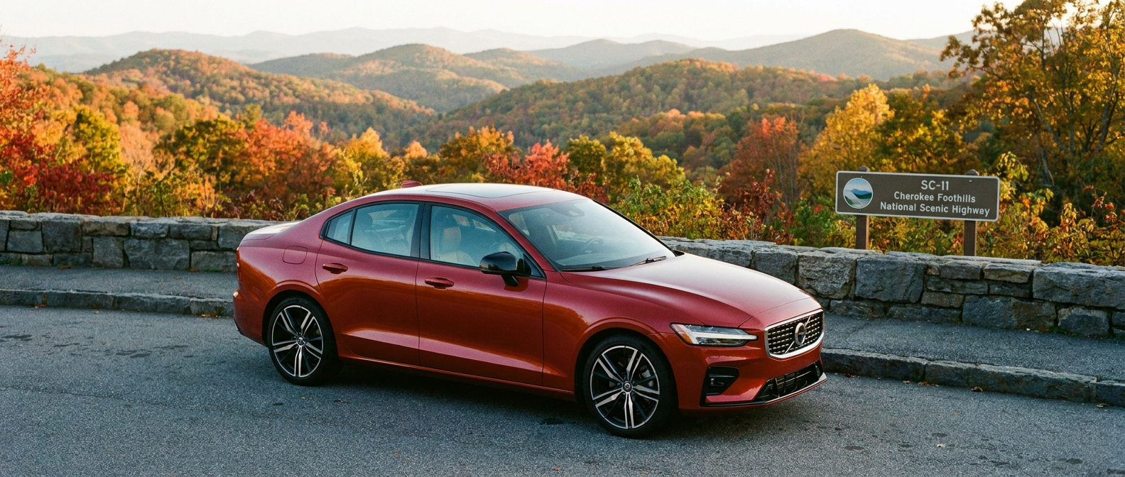 2025 Volvo S60 on SC-11 Cherokee Foothills Scenic Highway in Upstate South Carolina