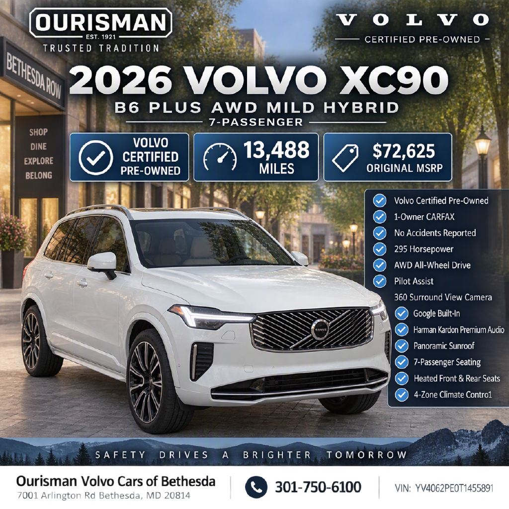 Certified 2026 Volvo XC90 B6 Plus 7-Seater SUV