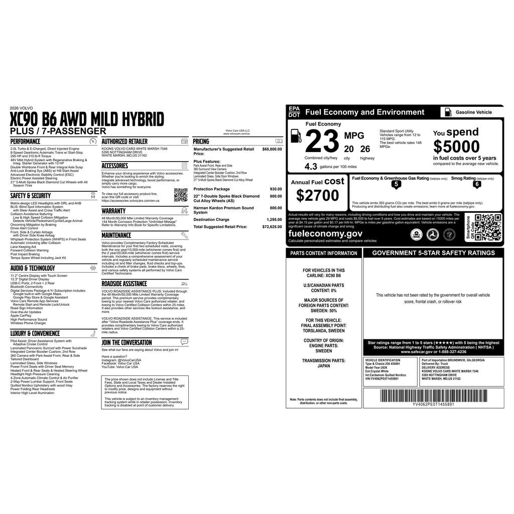 Certified 2026 Volvo XC90 B6 Plus 7-Seater SUV