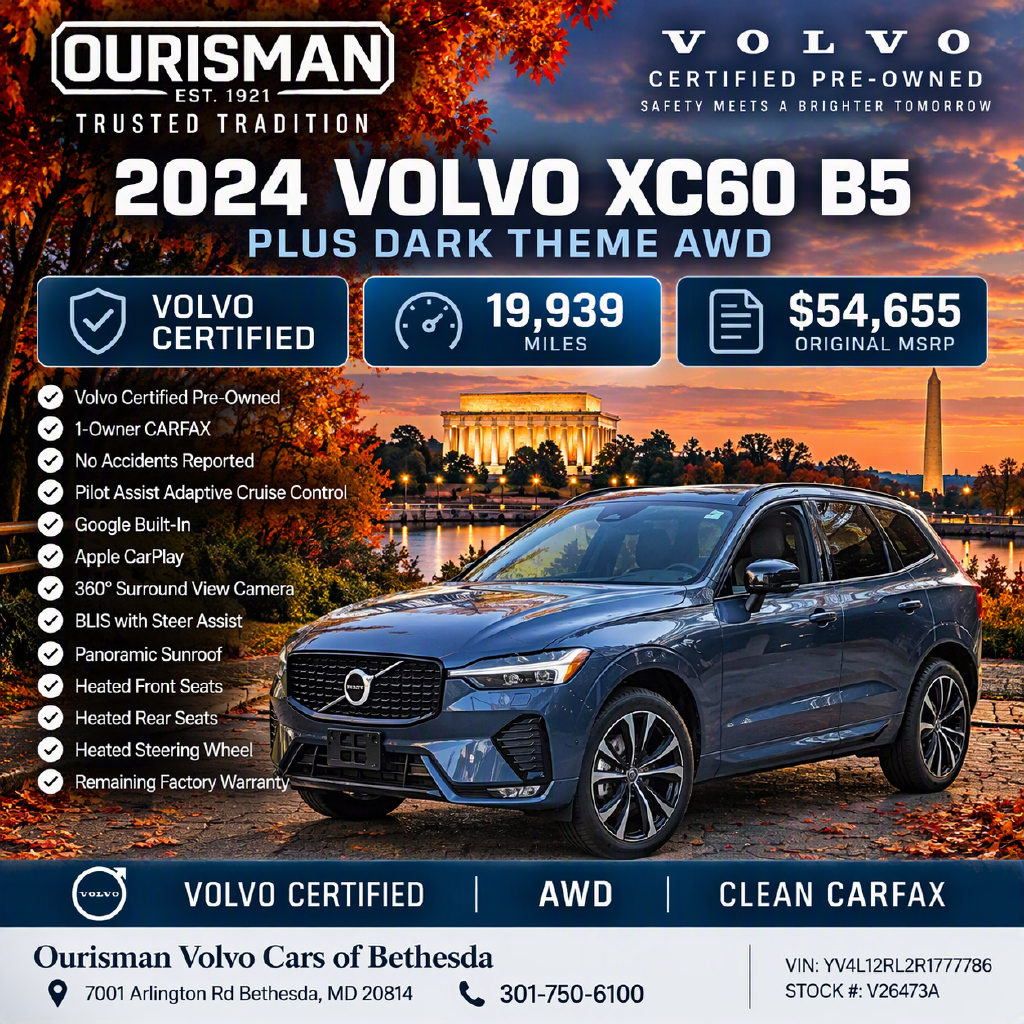 Certified 2024 Volvo XC60 B5 Plus Dark Theme SUV