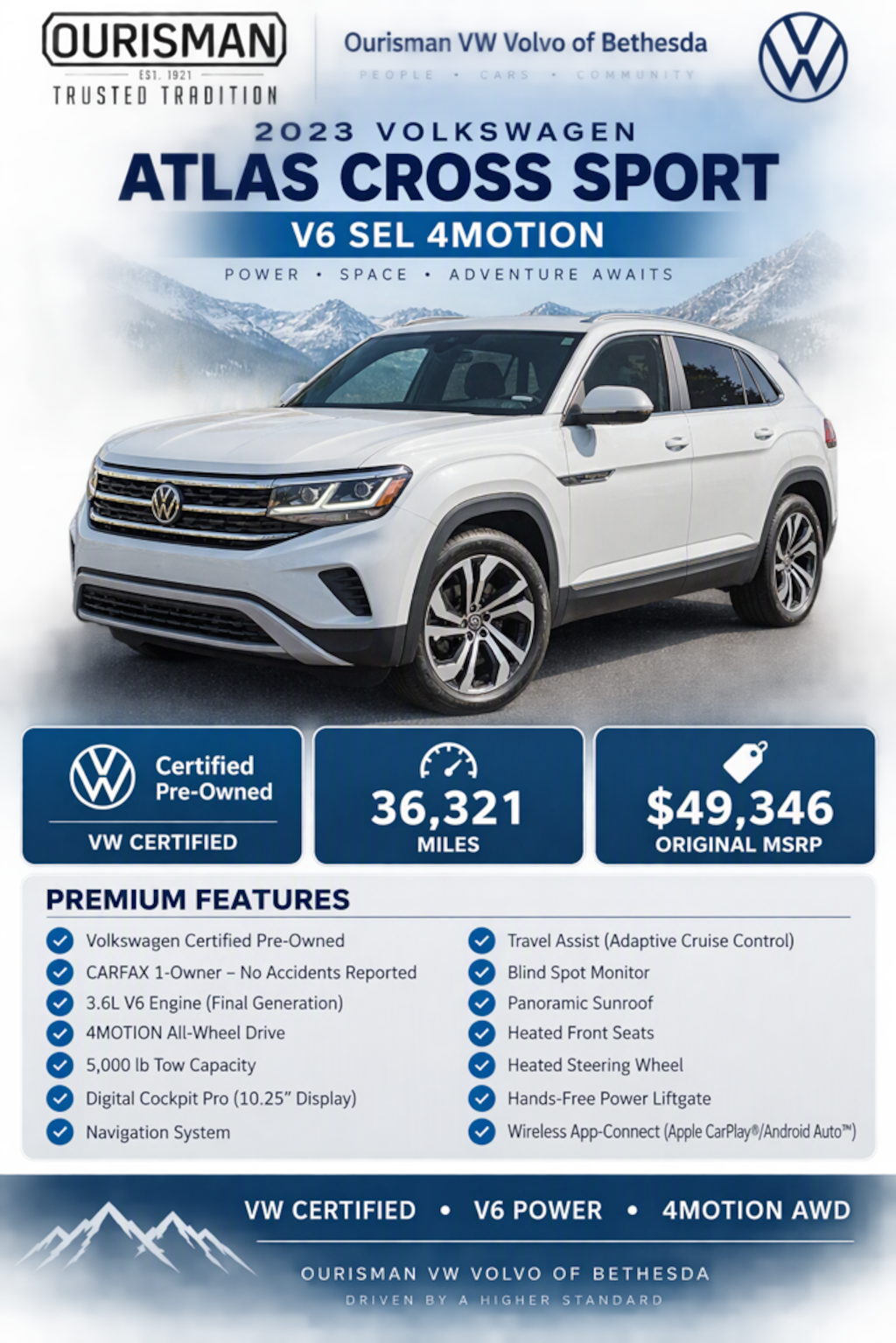 Used 2023 Volkswagen Atlas Cross Sport 3.6L V6 SEL SUV