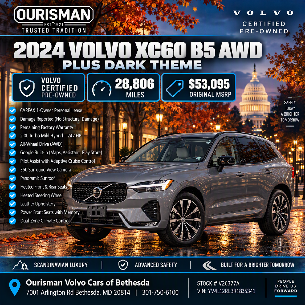 Certified 2024 Volvo XC60 B5 Plus Dark Theme SUV