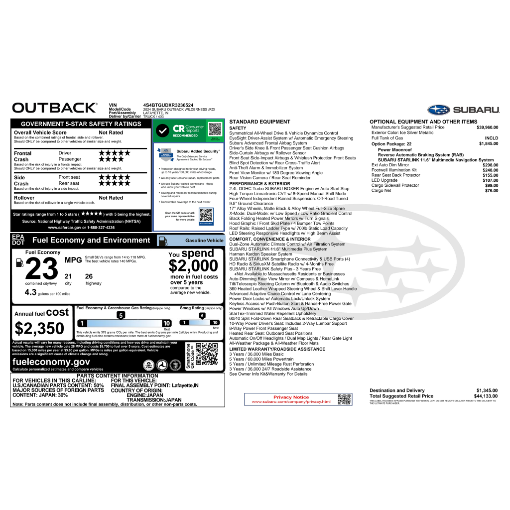 Used 2024 Subaru Outback Wilderness SUV