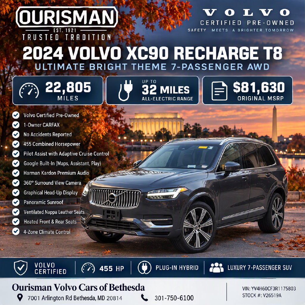 Certified 2024 Volvo XC90 Recharge Plug-In Hybrid Ultimate SUV