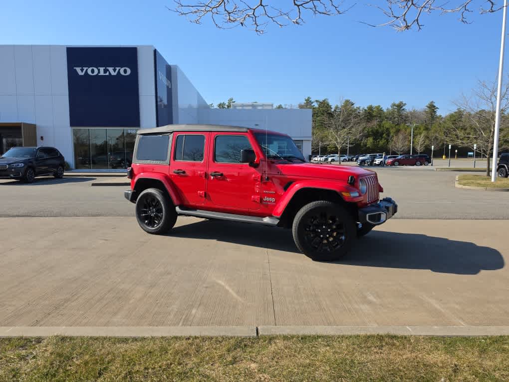 Used 2023 Jeep Wrangler 4xe Sahara 4XE with VIN 1C4JJXP63PW649383 for sale in Plymouth, MA