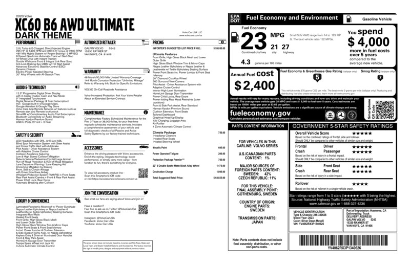 2023 Volvo XC60 B6 AWD Ultimate Dark photo 2
