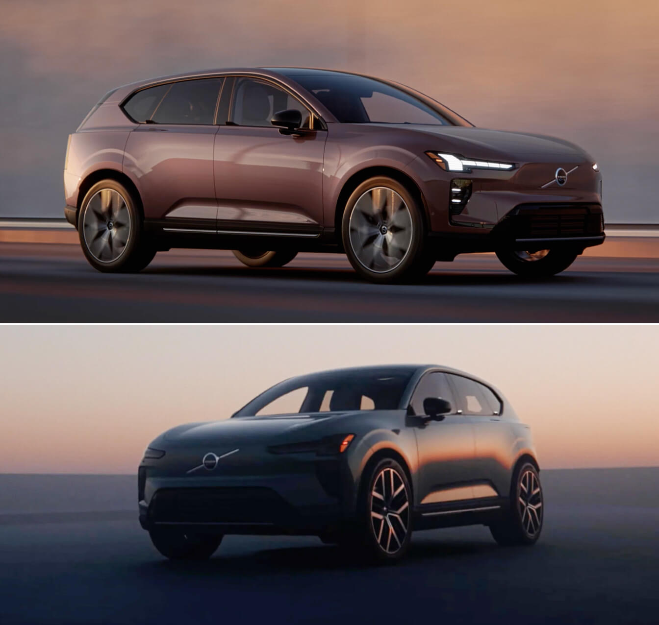 2026 Volvo EX60 shown in two different colors