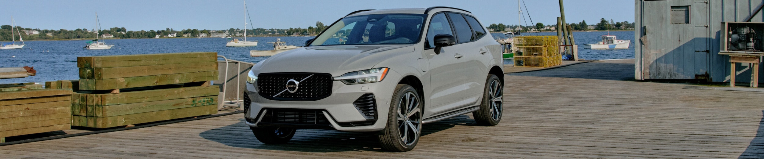 Grey Volvo XC60 on a dock