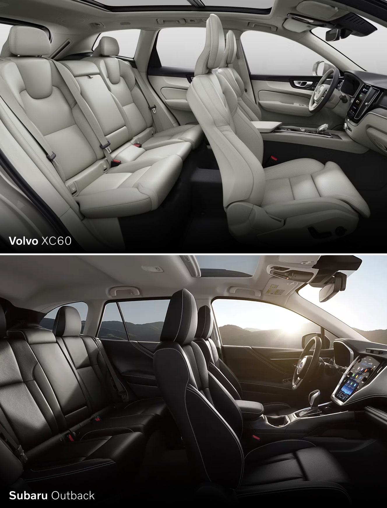 Compare Subaru Outback and Volvo XC60 Dimensions