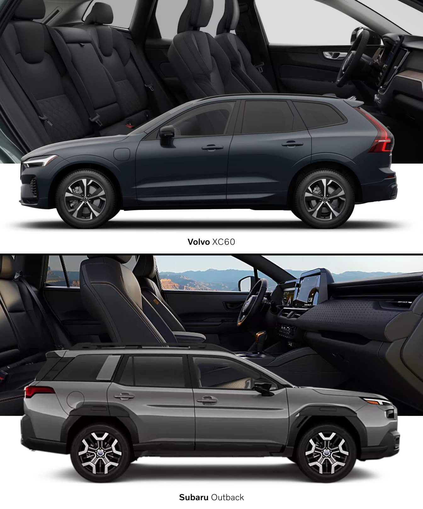 Compare Subaru Outback and Volvo XC60 Dimensions