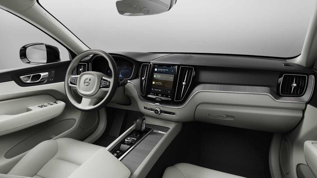 The Volvo XC60 has a spacious interior, with plenty of cargo space, and a wilkins audio system.