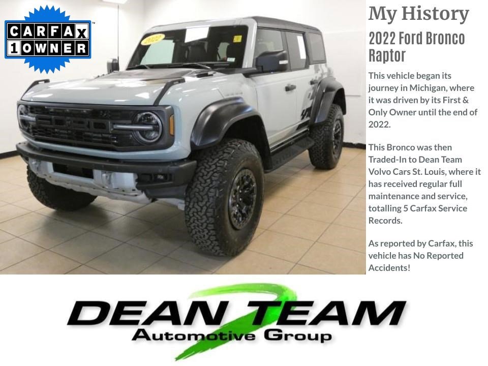 Used 2022 Ford Bronco 4-Door Raptor with VIN 1FMEE5JR7NLA51840 for sale in Saint Louis, MO