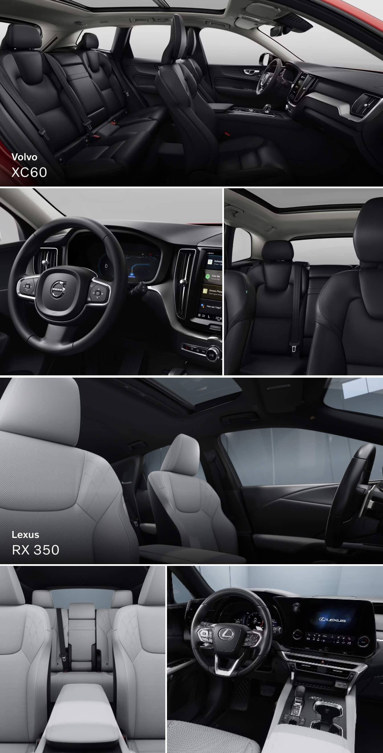 Interior Volvo XC60 vs. Lexus RX 350 Comparison
