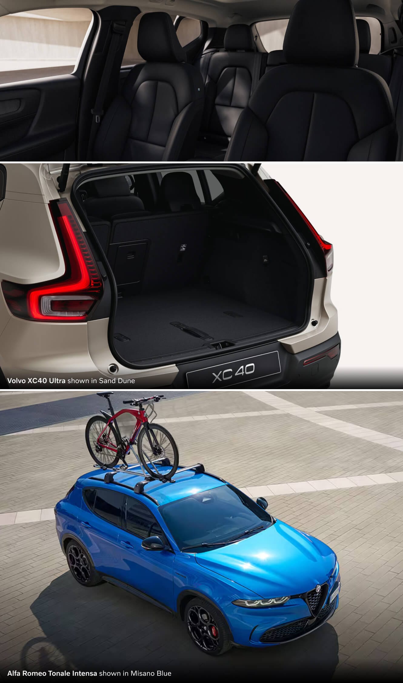 Volvo XC40 vs. Alfa Romeo Tonale Dimensions and Cargo Space
