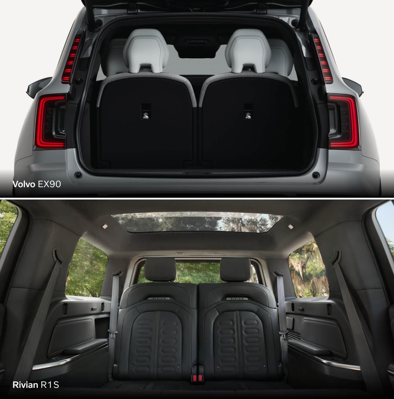 Rivian R1S vs. Volvo EX90 Dimensions and Cargo Space