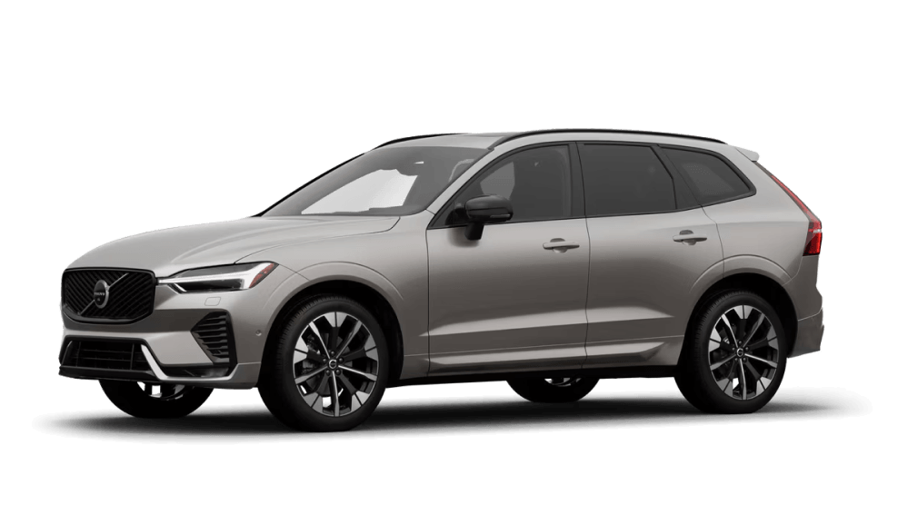 Front three-quarter view of a Volvo XC60 in Bright Dusk on a white background.